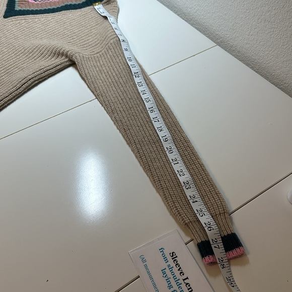 Madewell V-Neck Pullover Sweater Tan Pink Green XXS - Picture 10 of 14